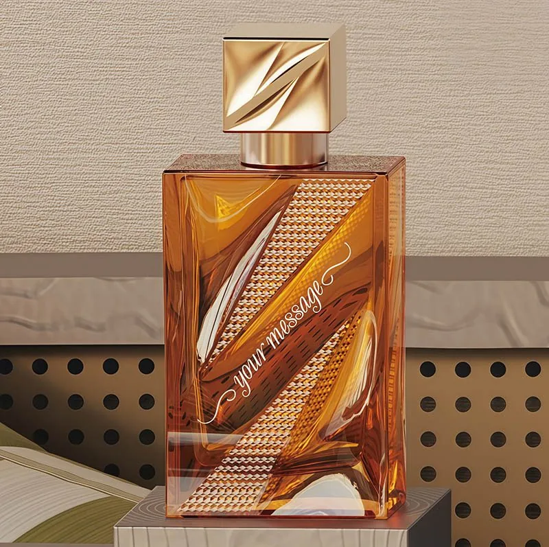 50ml square glass perfume bottle with gold cap - NAISI Packaging