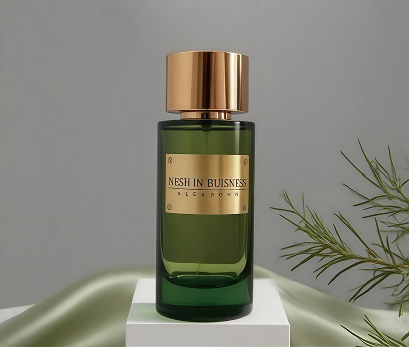 50ml oval glass perfume bottle with gold collar