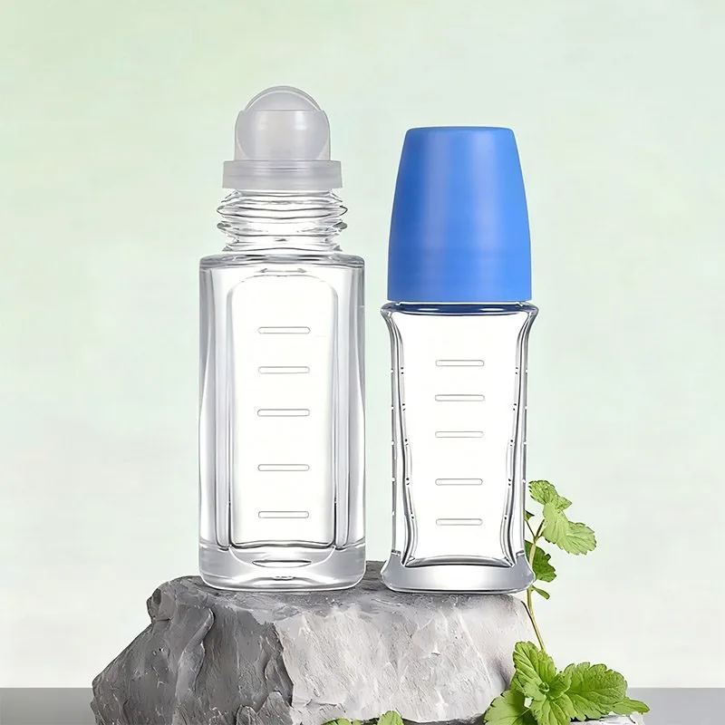 30ml oval shape glass roll on bottle - ergonomic design