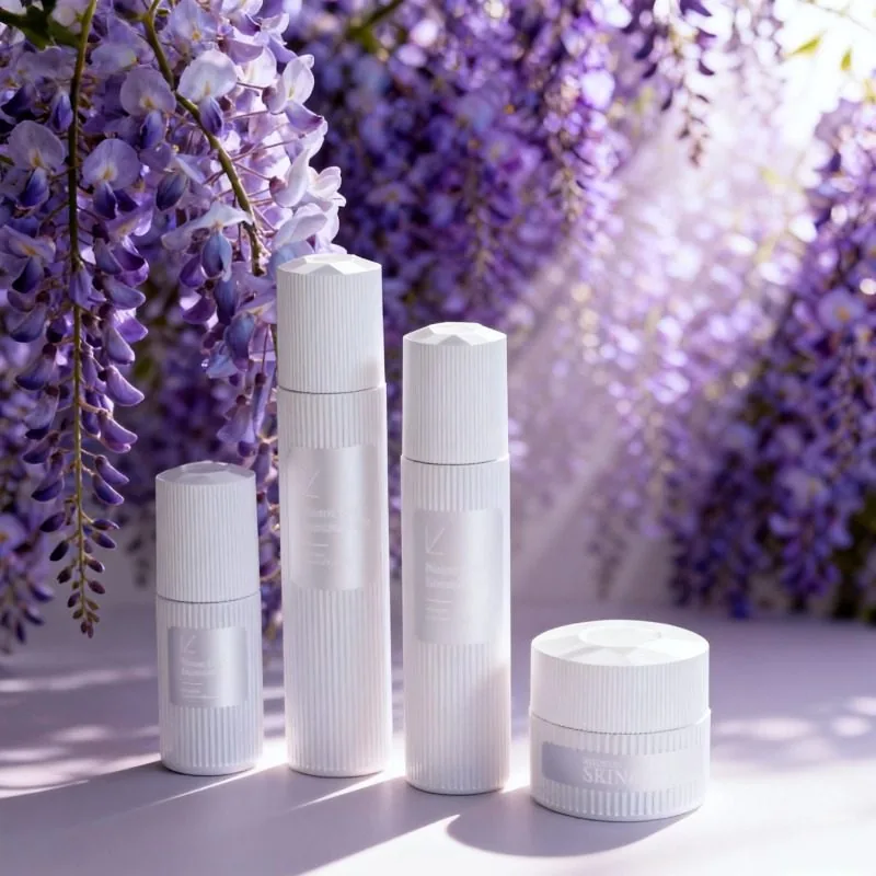 5 piece skincare glass bottle set with tray - NAISI Packaging