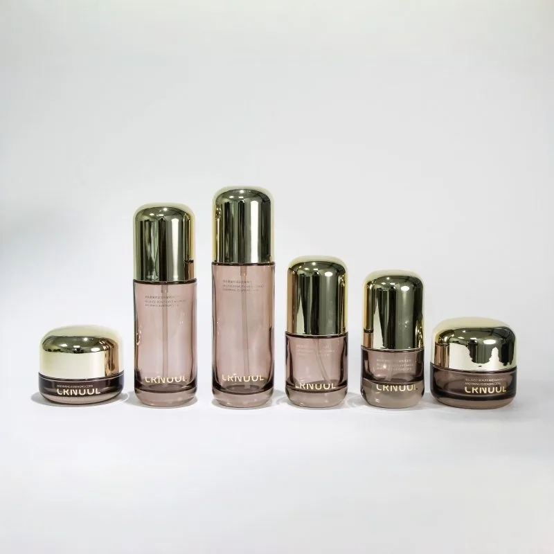 6 piece complete glass cosmetic set for face care