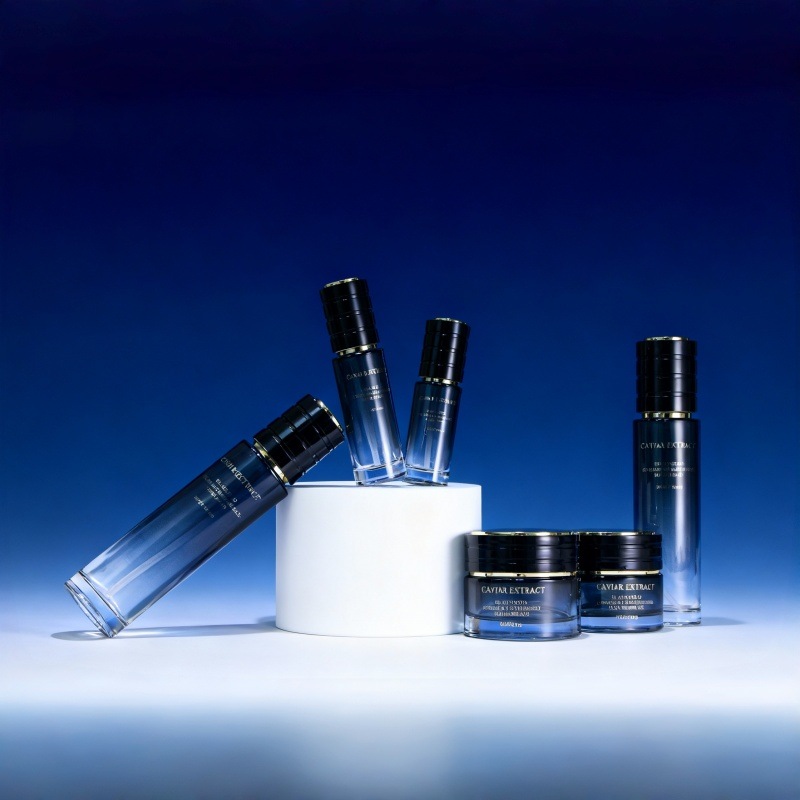 luxury gift set with 4 amber glass bottles