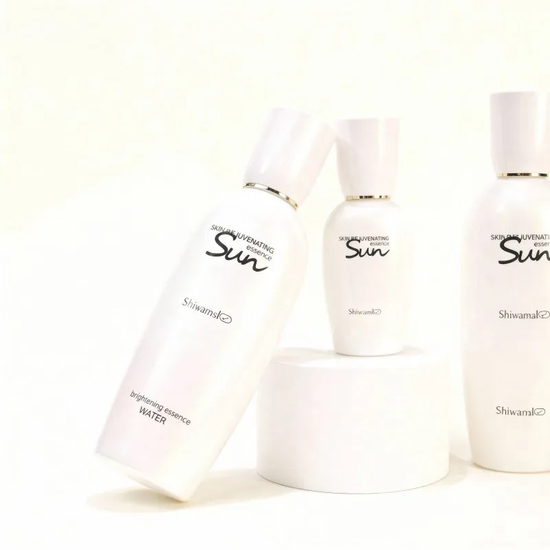 luxury anti aging glass set - vacuum pump serum double wall cream jar roller eye bottle