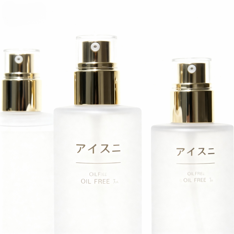 5 piece glass cosmetic bottle set - serum cream toner - sustainable skincare packaging