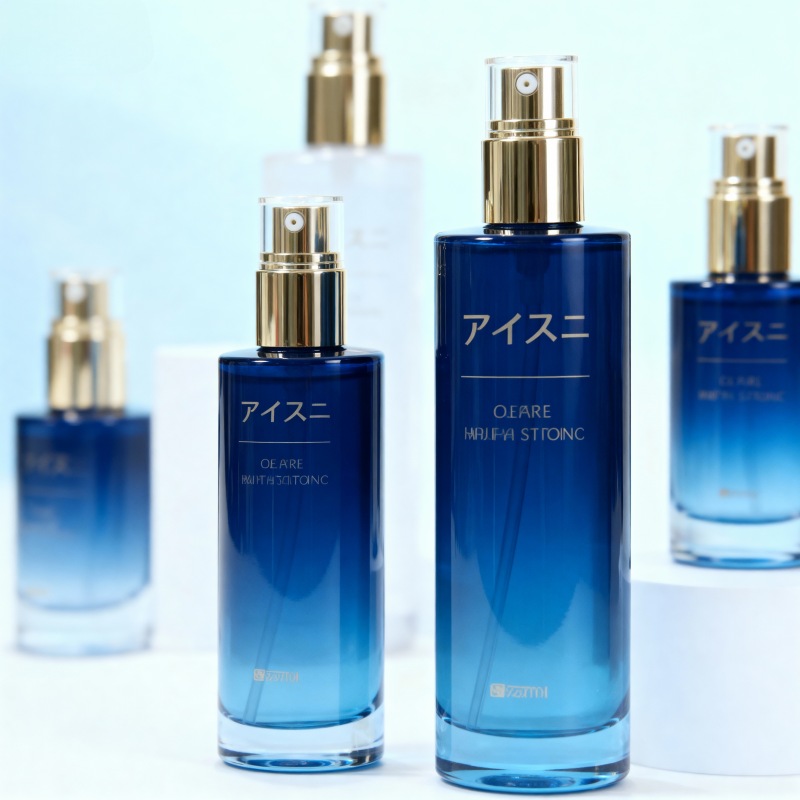 luxury anti aging glass set - vacuum pump serum double wall cream jar roller eye bottle