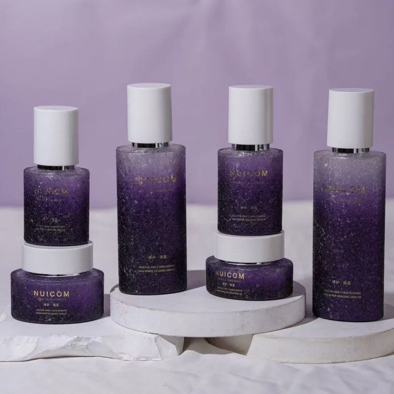 skincare set with pump bottles - lotion serum cream