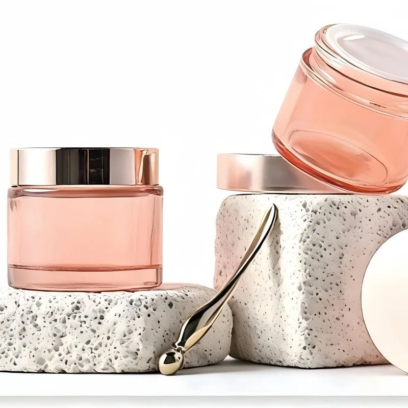 50ml frosted glass cream jar with lid - sustainable refillable face moisturizer container - NAISI Packaging