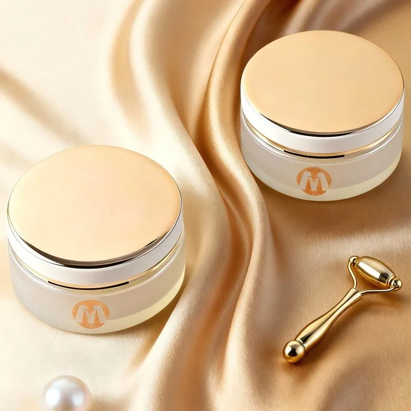 glass cream jar with metal lid - vintage look