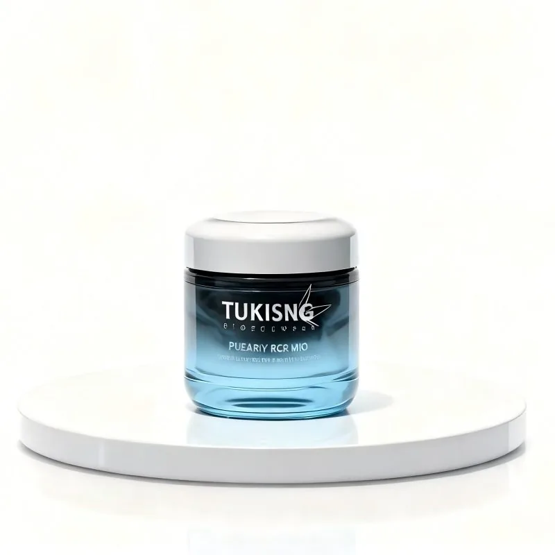 50ml frosted glass cream jar with black lid - NAISI Packaging