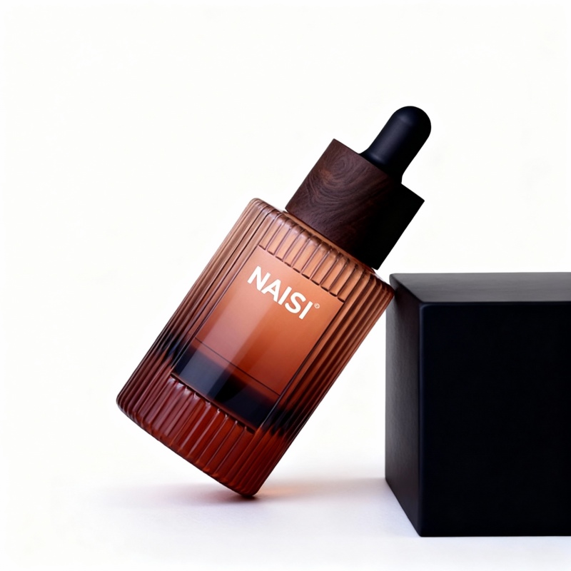 glass essential oil bottle with label area