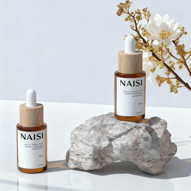 35ml glass dropper bottle with wooden cap