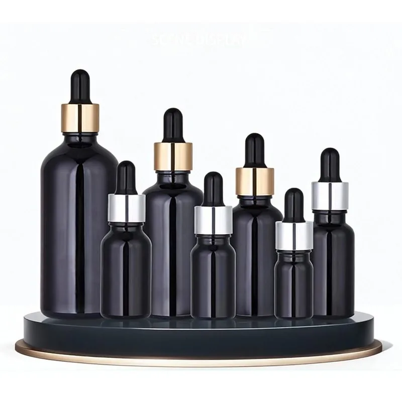 250ml large Boston round glass bottle with pump