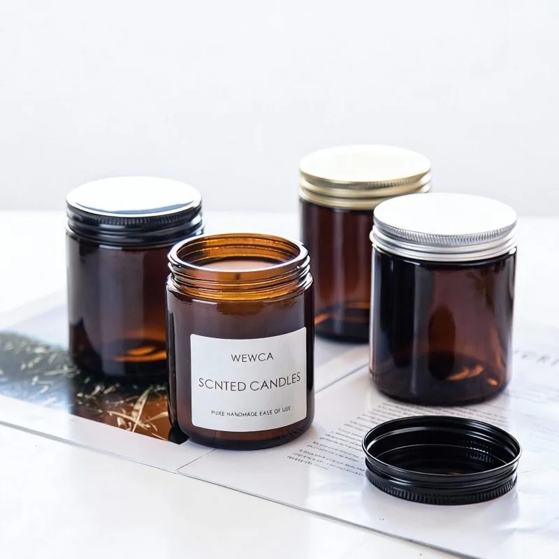 amber candle glass jar