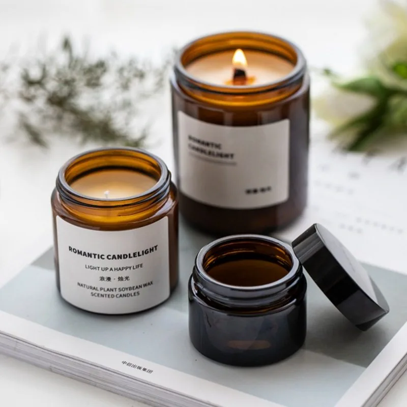 5oz amber glass candle jar - essential oil candle