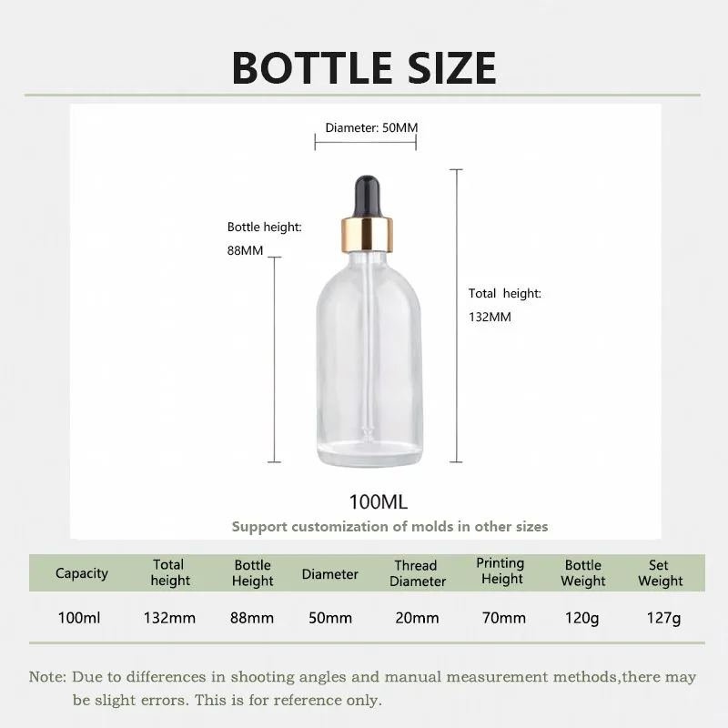 100ml glass essential oil bottle with pump dispenser
