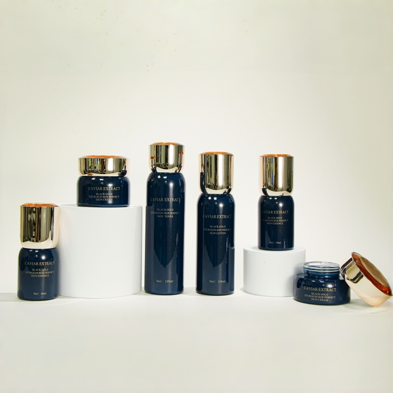 matching glass cosmetic bottles for skincare line - unified brand look