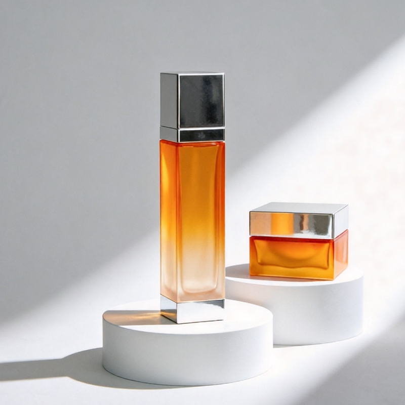 glass bottle set with gold stamping logo