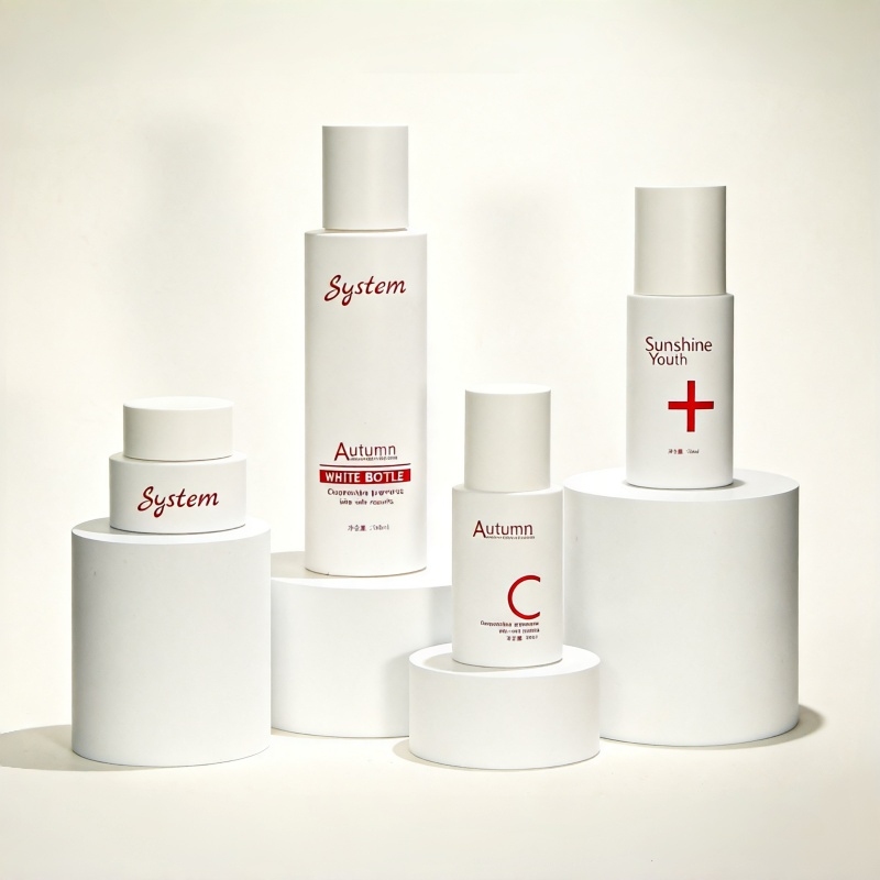 glass bottle set for face care - serum toner cream