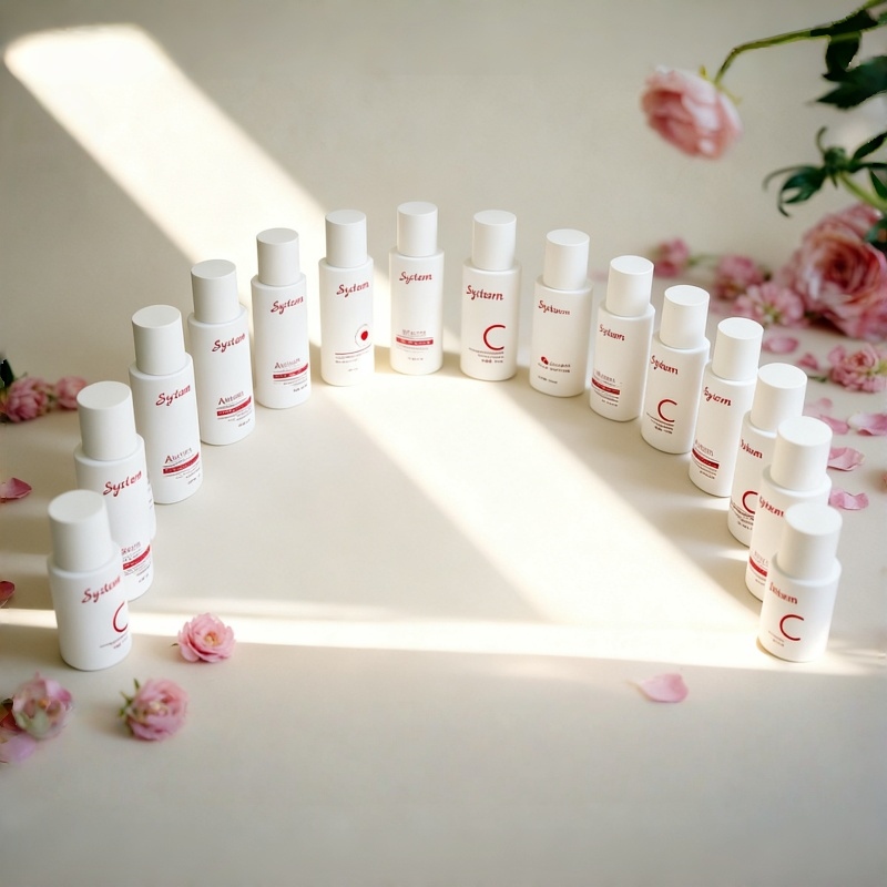 clear glass bottle set for skincare routine