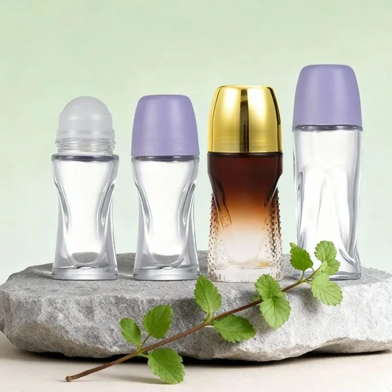 Glass ball bottle antiperspirant packaging plastic cap set