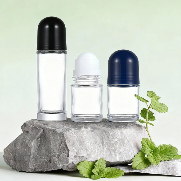 Ball bearing bottle cap 25ml 30ml 50ml antiperspirant deodorant lotion glass bottle