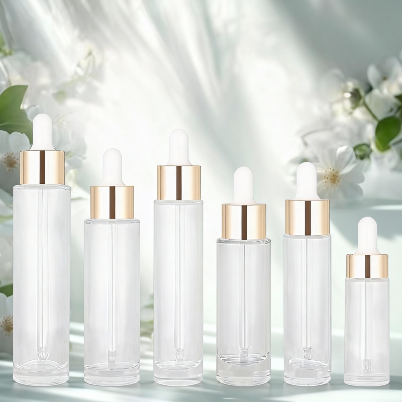 15ml 20ml 30ml 40ml 50ml Flat-Shoulder Tall Cylindrical Glass Essential Oil Container