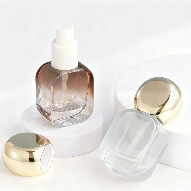 Stock Wholesale 30ml Rounded Flat Square Essential Oil Bottle Clear Empty Dropper Bottle