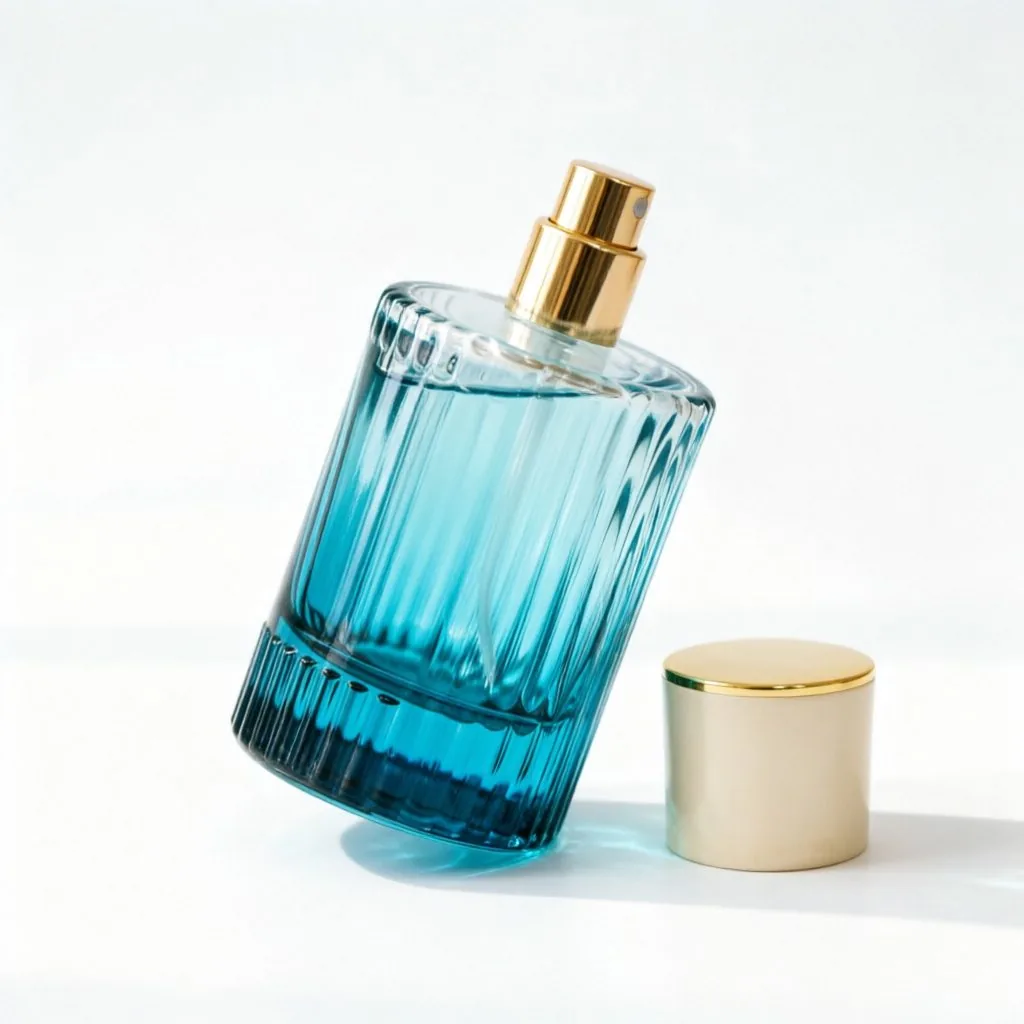 Clear Perfume Bottle with Gold Collar