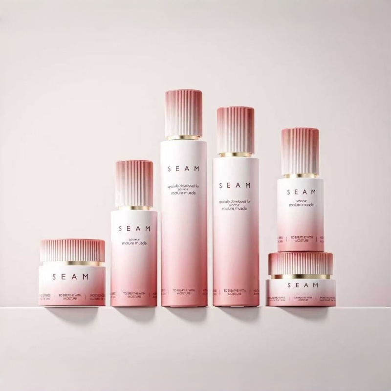 Gradient Pink Glass Lotion and Cream Jar Set