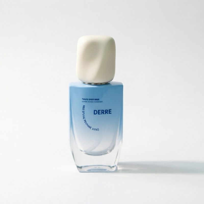 50ml Blue Gradient Square Glass Foundation Bottle with Cream Twist Cap