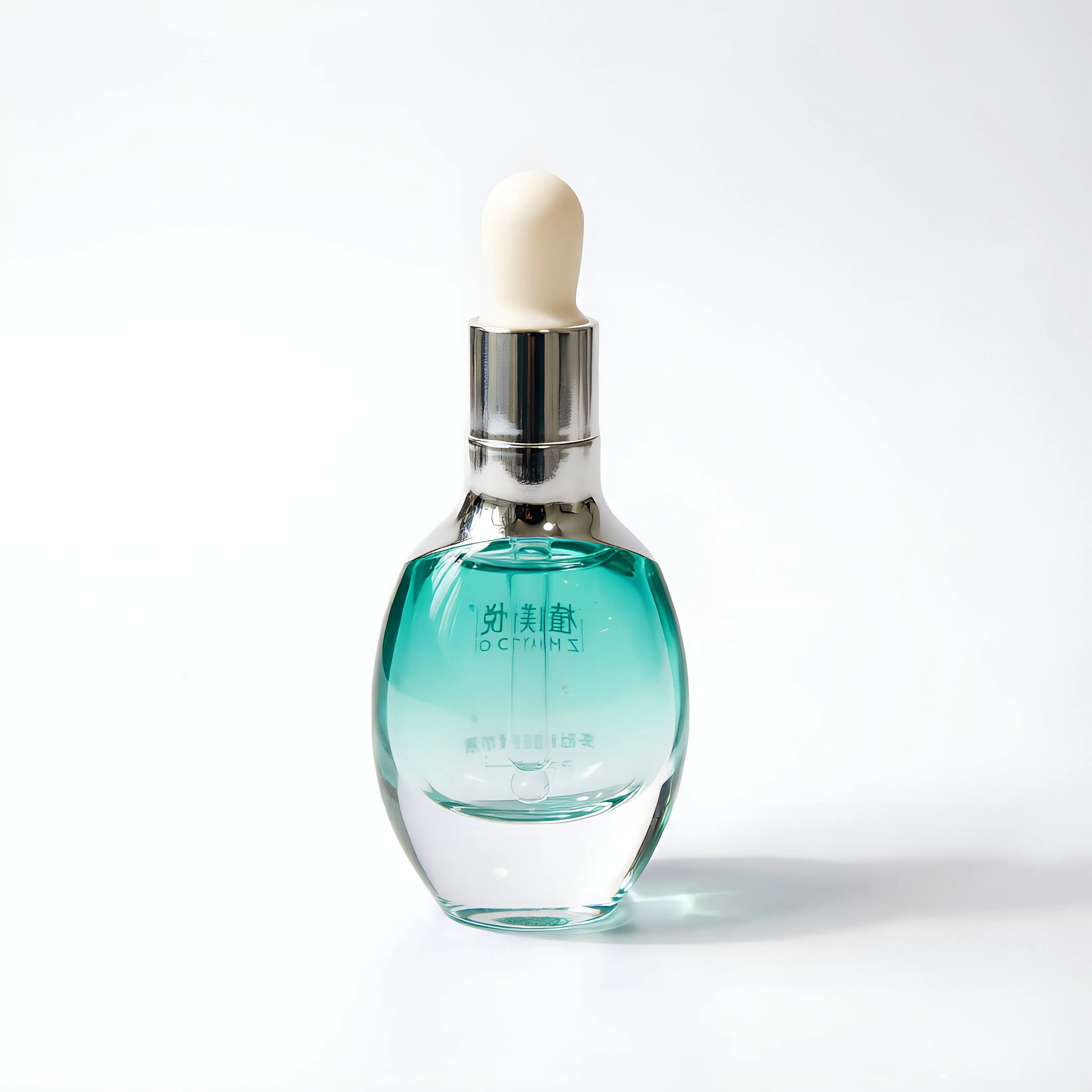 Aqua Blue Glass Serum Dropper Bottle
