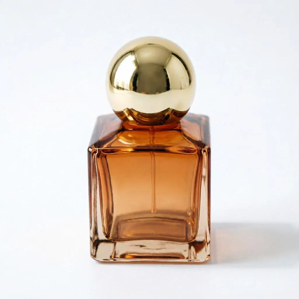 Brown Glass Perfume Bottle with Gold Cap