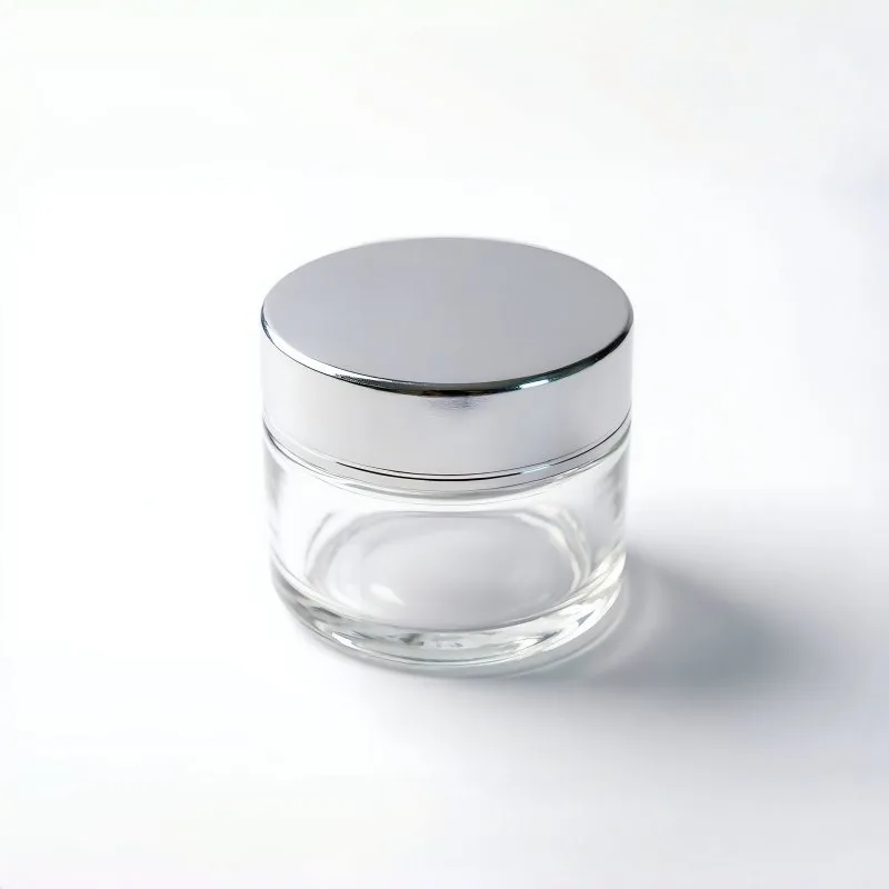 Clear Frosted Cosmetic Cream Jar with Silver Lid