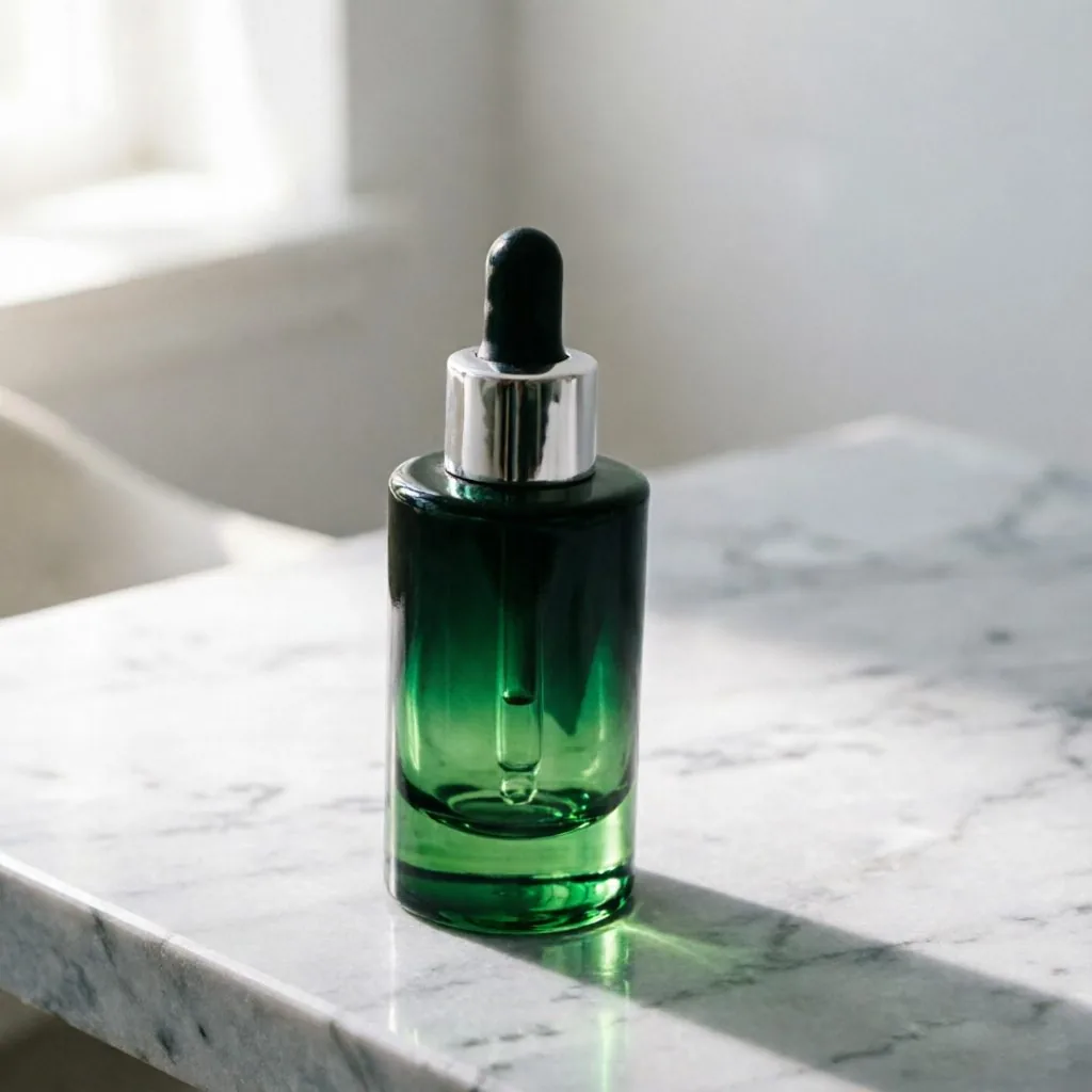 Green Gradient Glass Serum Bottle