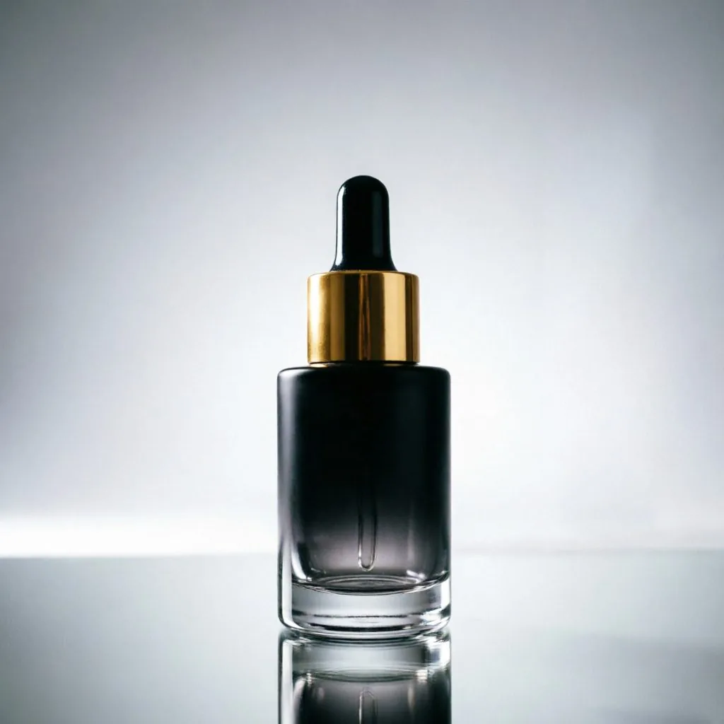 Black Gold Glass Serum Dropper Bottle