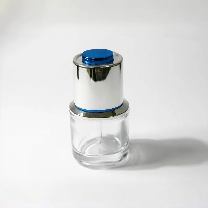 30ml Clear Glass Dropper Bottle with Blue Silver Cap