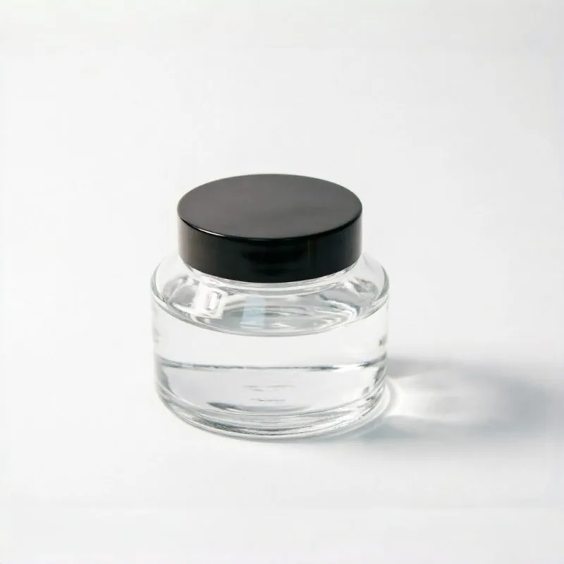 Custom Shape Glass Cream Jar with Black Lid