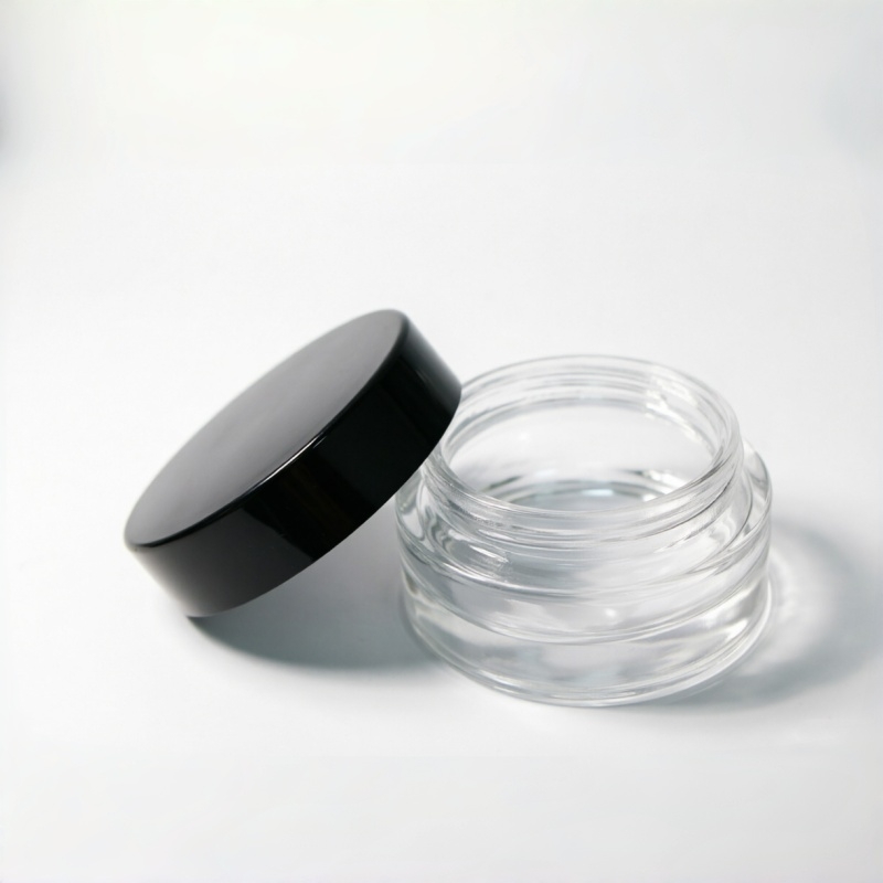 Low Profile Glass Cremetiegel mit Black Lid