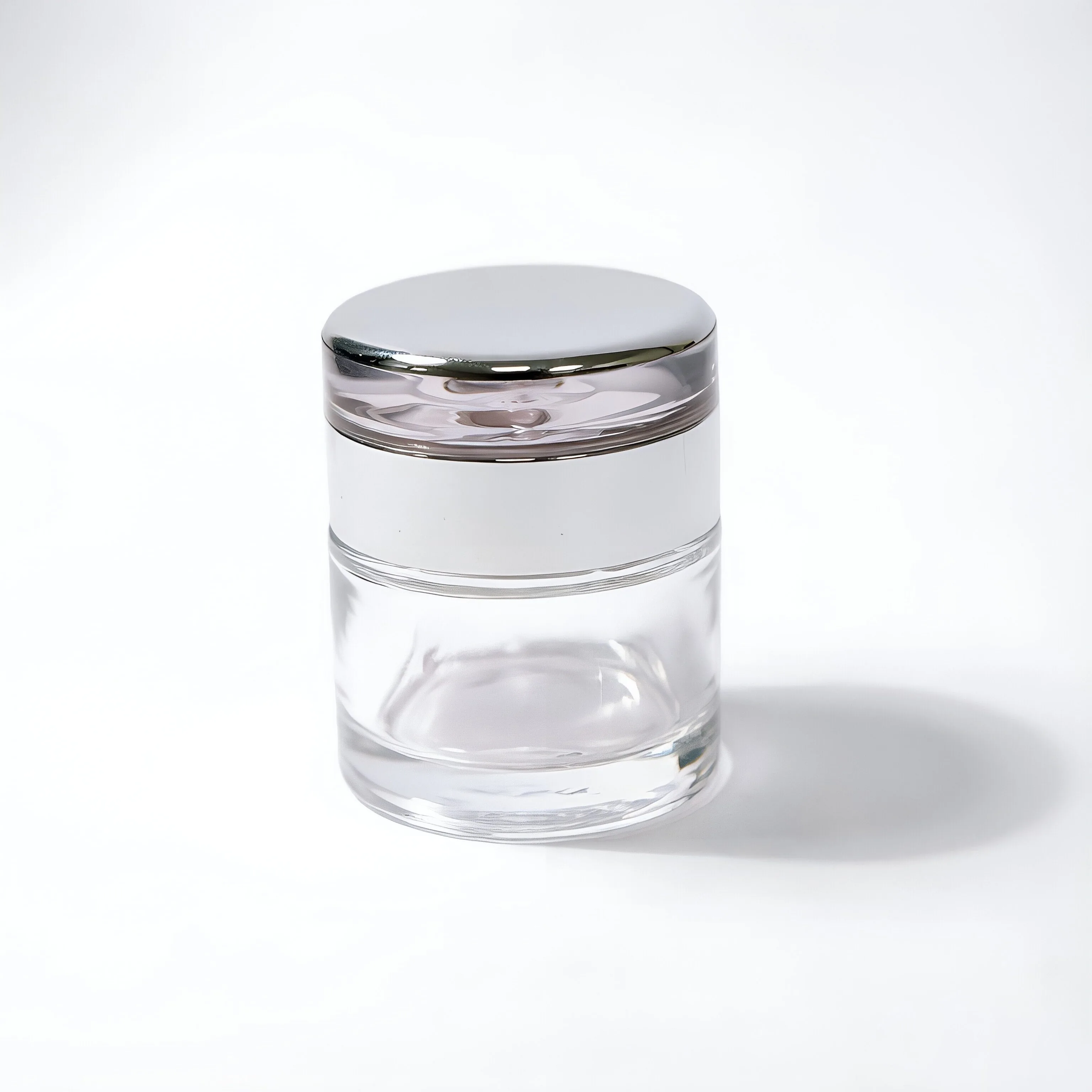 Clear Glass Cream Jar with silver Lid