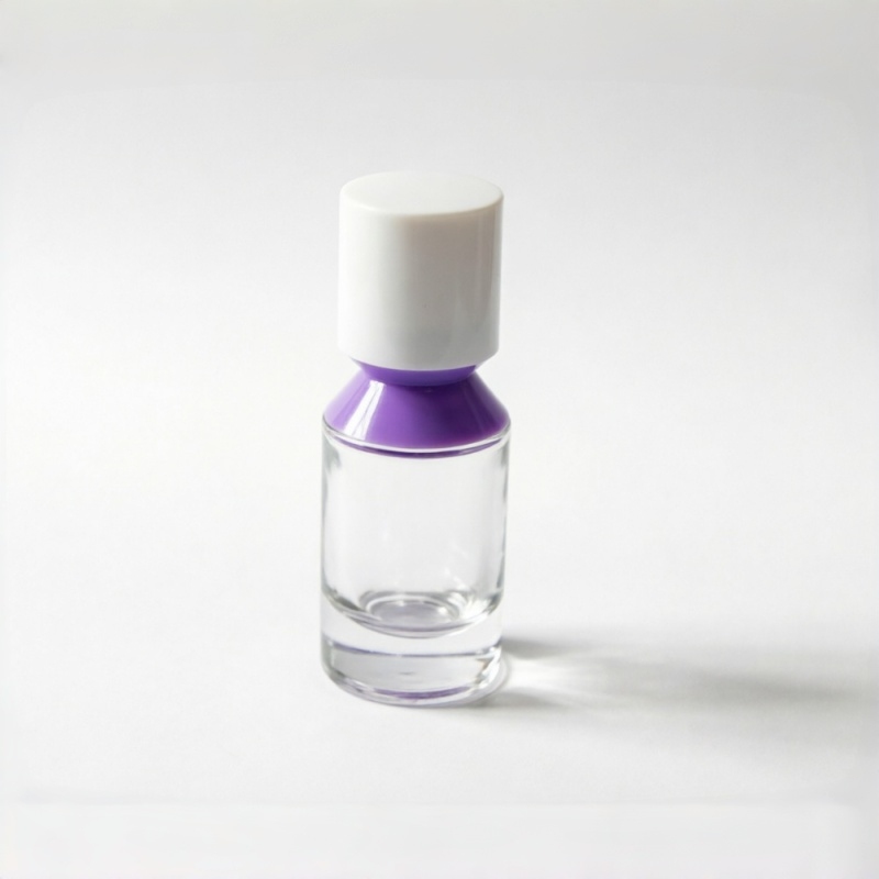 Purple Bottleneck Clear Glass Cosmetic Bottle with  Artistic Cap 15ml 30ml