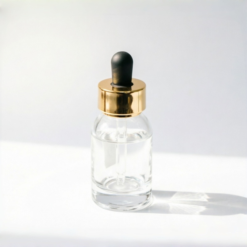 Clear Glass Roller Bottle with Gold Cap 30ml