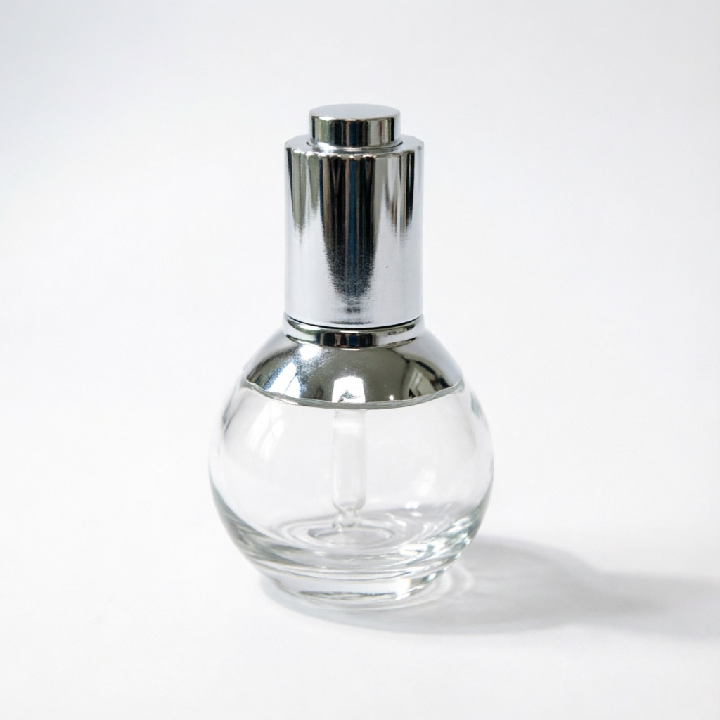Round Glass Aromatherapy Bottle with Silver Cap 30ml