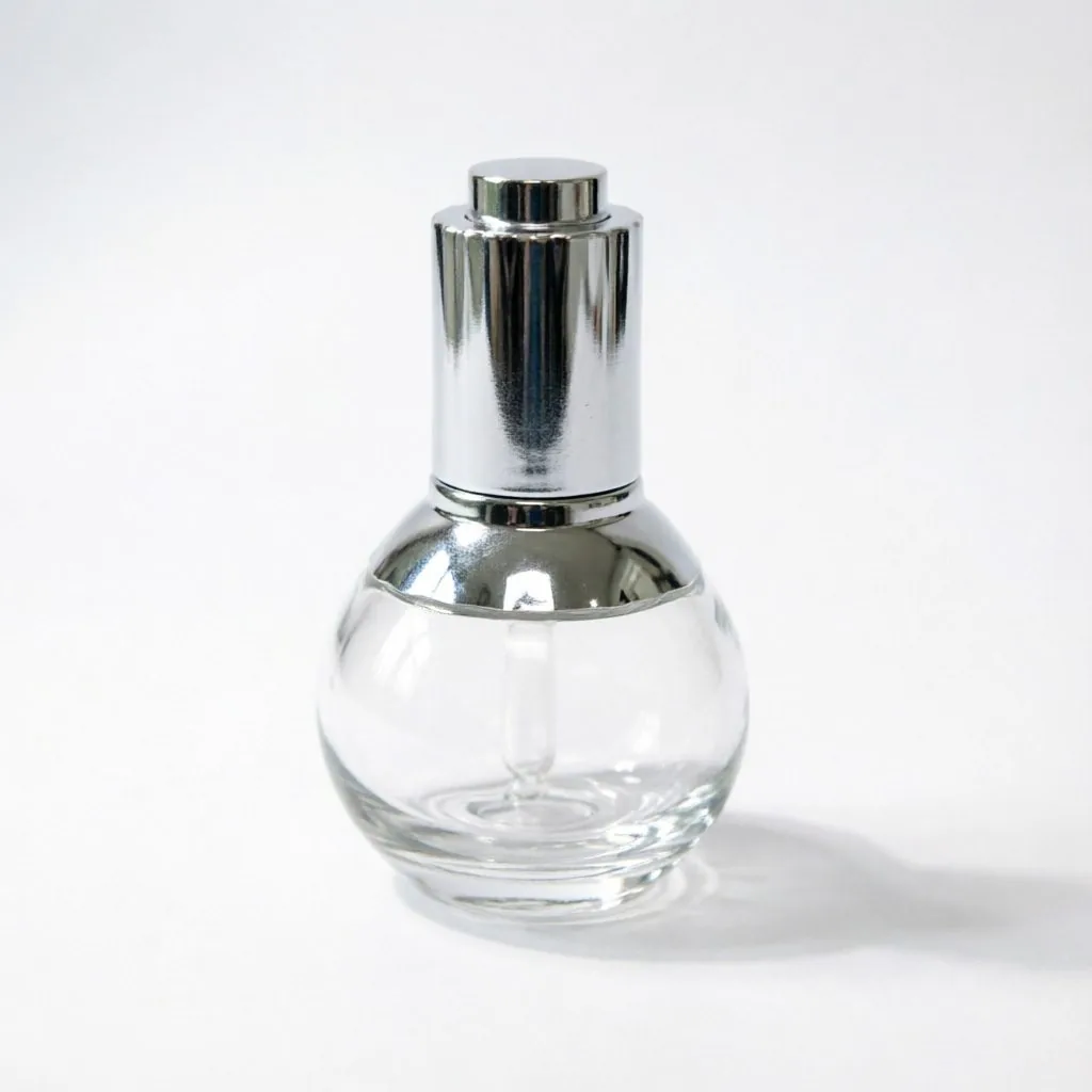 Round Glass Aromatherapy Bottle with Silver Cap 30ml