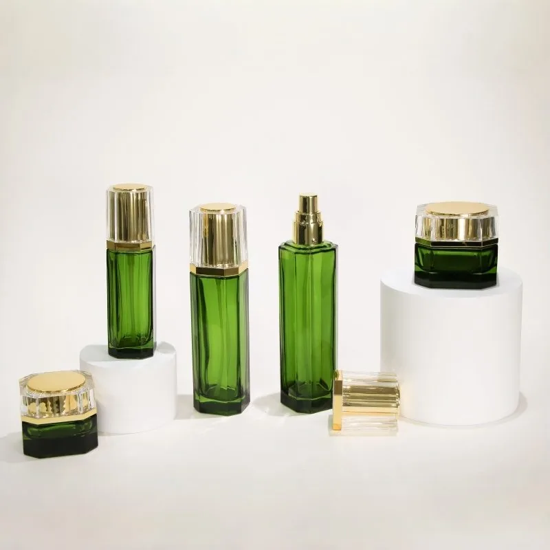 30ml 50ml Customized Cosmetic Bottles Face Cream Jars Multi-Faceted Glass Bottles