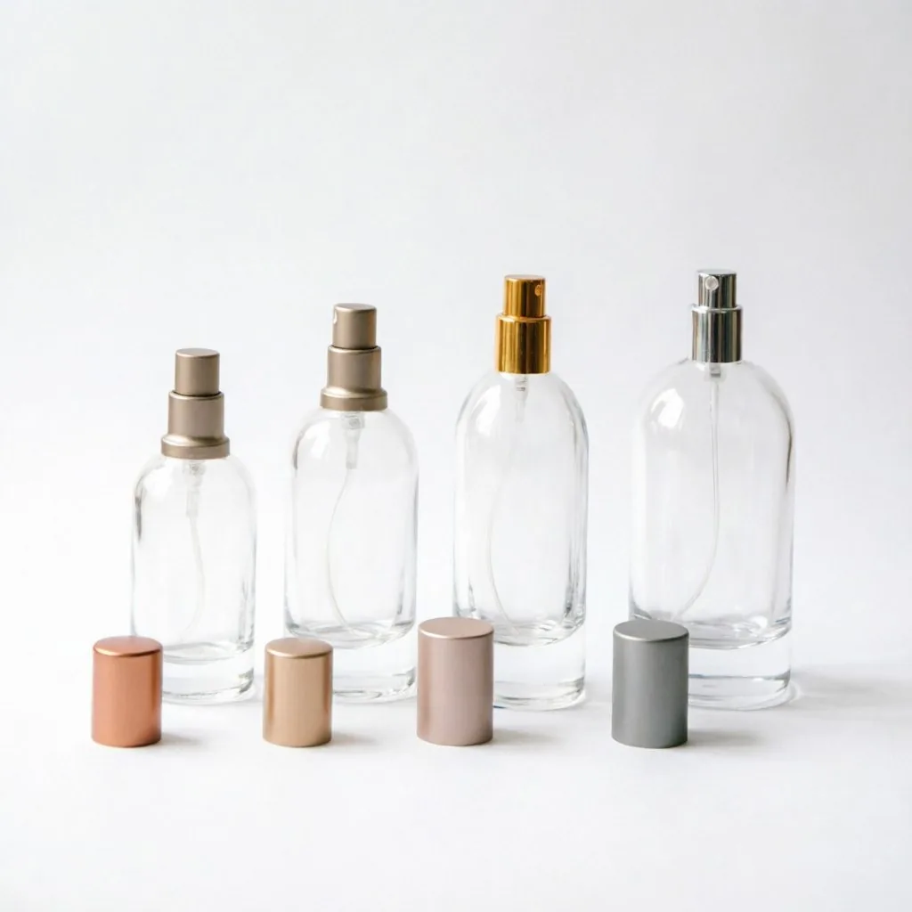 Oval Clear Glass Perfume Bottle with Metallic Cap 15ml 30ml 50ml 100ml