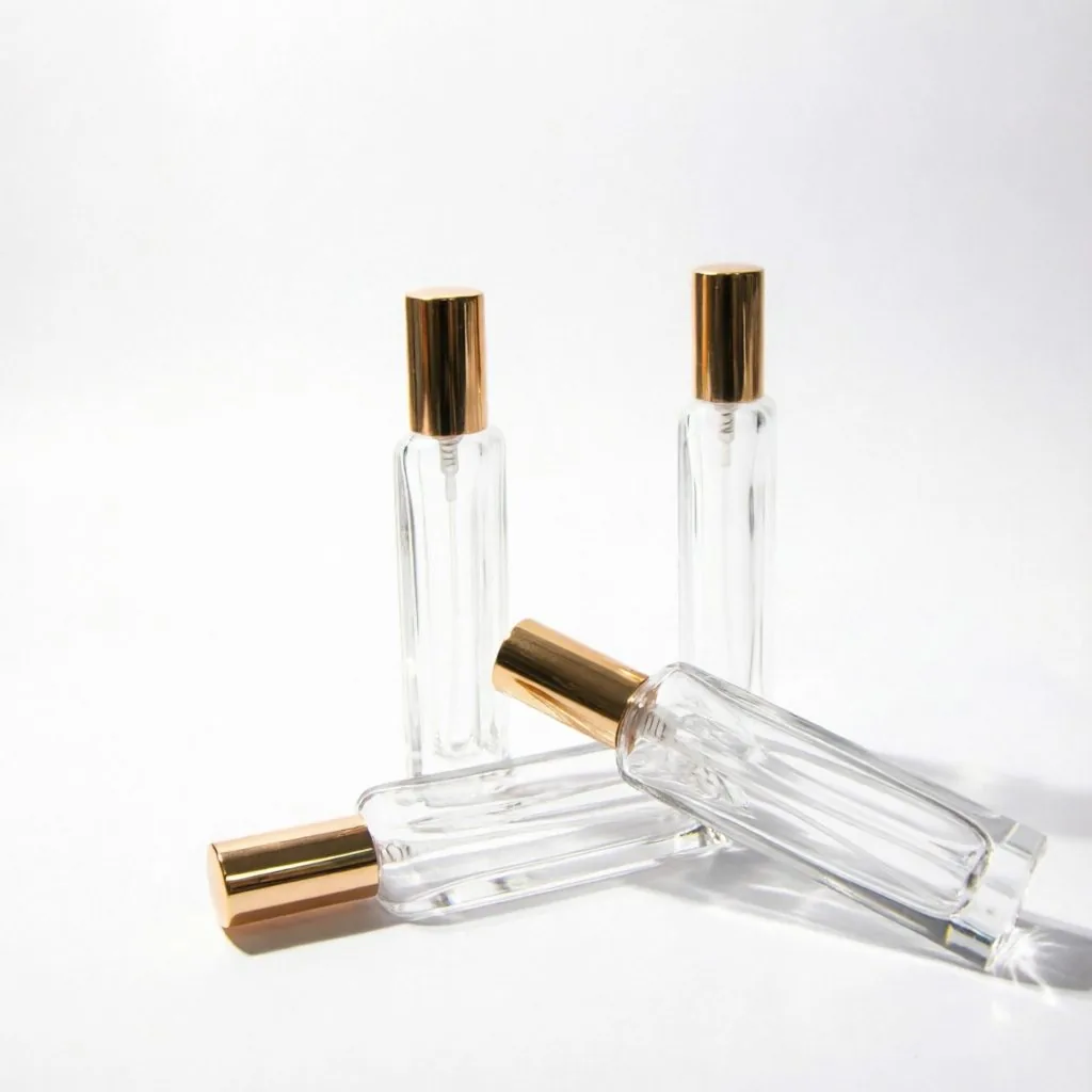 Beveled Rectangular Glass Perfume Bottle with Gold Cap 5ml 8ml 15ml 30ml 50ml