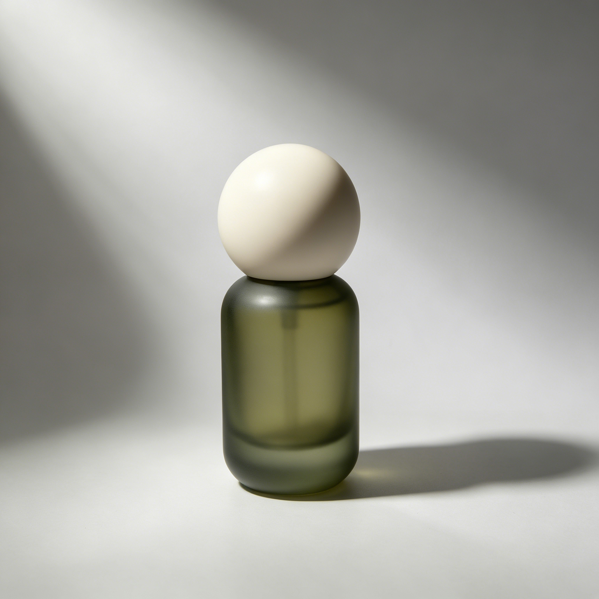 Matte Olive Green Glass Serum Pump Bottle 30ml