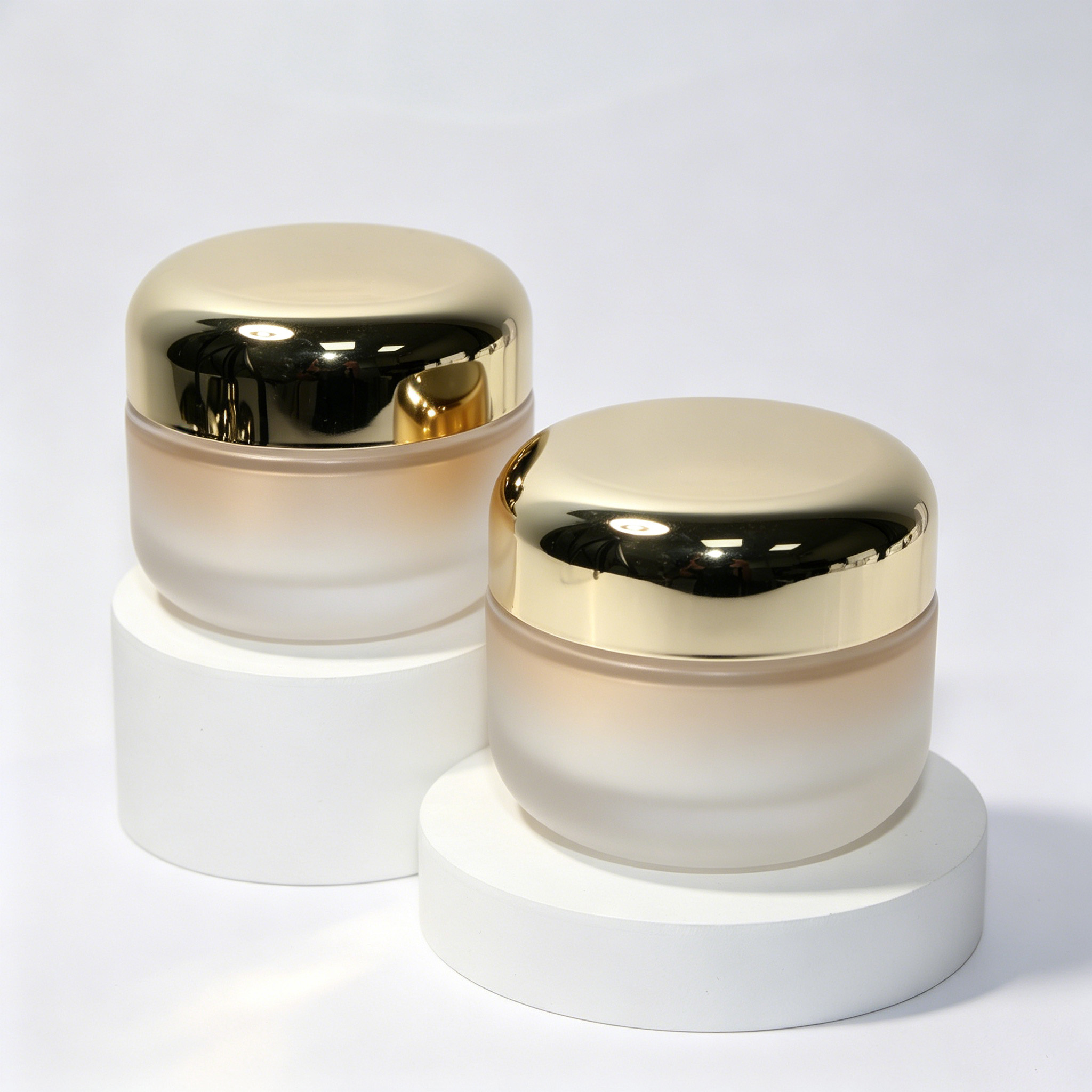 Luxury Champagne Gradient Frosted Glass Cream Jar 15g