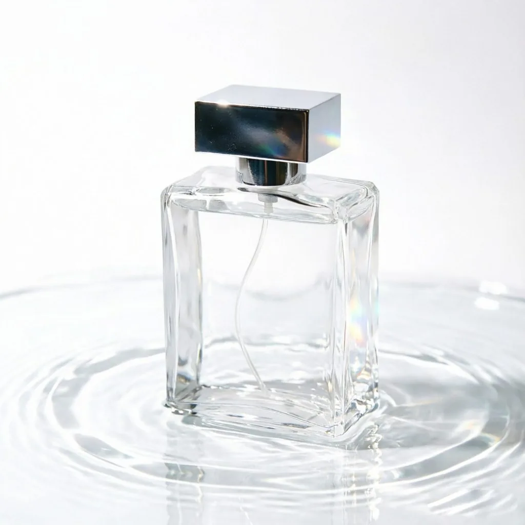 lear Square Glass Perfume Bottle with Silver Cap 100ml