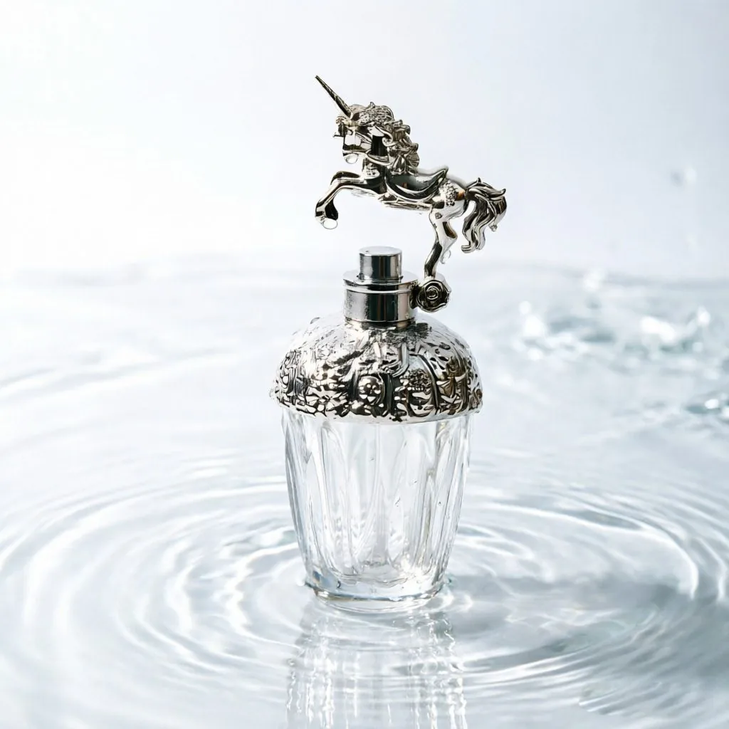 Embossed Glass Perfume Bottle with Unicorn Cap 100ml